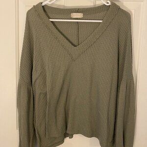 Green Altar'd State V-Neck Sweater Blouse